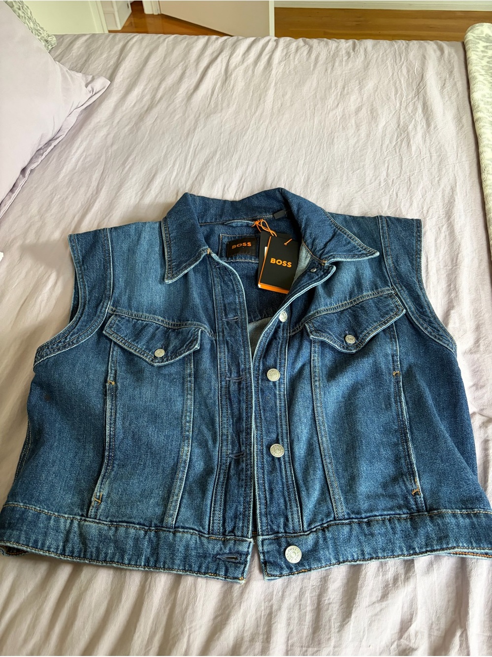 BOSS Women’s Sleeveless Denim Vest - Blue